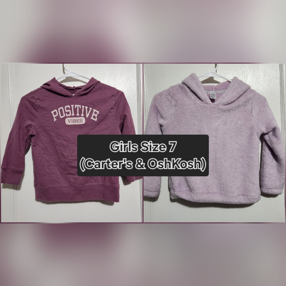 OshKosh Girls Size 7 Sweatshirt & Carter's Size 7 Fleece Sweater